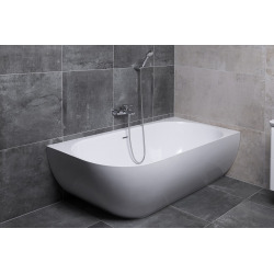 Baignoire d'angle îlot Nelly 175x82 cm marbre coulé, blanc (NEL1700P)