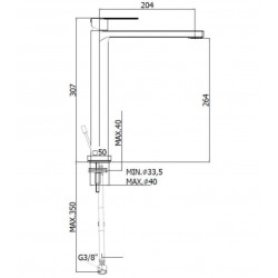 B-Way Mitigeur XL pour lavabo avec levier, Noir mat (SATBSBW271)