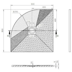 Receveur de douche quart de rond SAT Alek 80x80 cm marbre coulé gris (SALEK80SS)