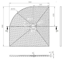 Receveur de douche quart de rond SAT Alek 90x90 cm marbre coulé gris (SALEK90SS)