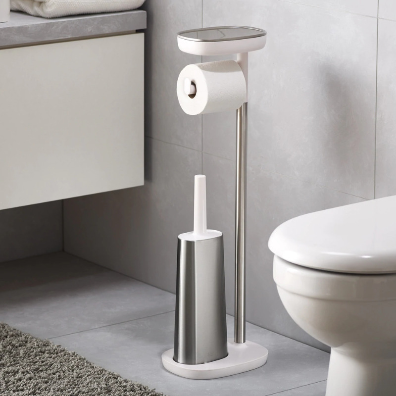 IDIMEX Porte-papier toilette VARESE avec brosse, dérouleur papier WC,  support pour papier toilette en métal satiné et socle en métal gris pas  cher 