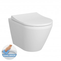 Pack Bâti-support Duofix 112cm + WC sans bride Integra + Abattant softclose + Plaque blanche (IntegraRimlessGeb1)