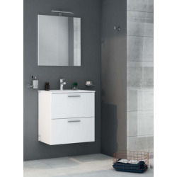 Meuble pour salle de bain avec miroir lavabo et éclairage Vitra Mia 59x61x39,5 cm, blanc brillant (MIASET60B)