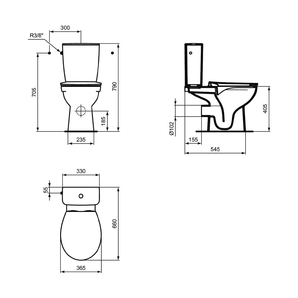 Pack WC à poser sortie horizontale - WC sans bride semi-carénée