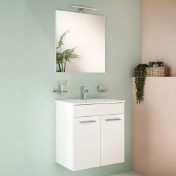 Meuble pour salle de bain avec miroir lavabo et éclairage Vitra Mia 59x61x39,5 cm, blanc brillant (MIASET60B)