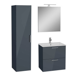 Meuble pour salle de bain avec miroir lavabo et éclairage Vitra Mia 59x61x39,5 cm, anthracite brillant (MIASET60A)