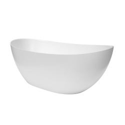 Mette Baignoire îlot 158x70 en Marbre Coulé 280L, Blanc, (SATMET1580)