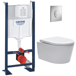 Geberit Pack WC Bâti-support + WC sans bride Serel SP26, fixations