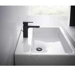 Hansgrohe Vernis Shape Mitigeur de lavabo ComfortZone 100 avec tirette et vidage synthétique, Noir mat (71561670)