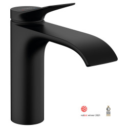 Vivenis Mitigeur de lavabo 110 sans tirette ni vidage, bec cascade, noir mat (75022670)