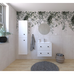 Naturel Ensemble de salle de bain avec lavabo comprenant robinet de lavabo, bec et siphon Naturel Forli blanc brillant (KSETFORLI12)