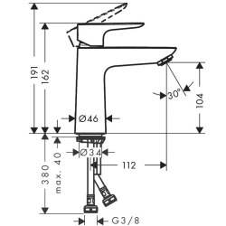 Hansgrohe Talis E 110 Mitigeur de lavabo CoolStart sans tirette ni vidage (71714000)