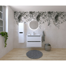 Naturel Ensemble de salle de bain avec lavabo comprenant mitigeur de lavabo, bec et siphon Naturel Stilla blanc brillant (KSETSTILLA005)