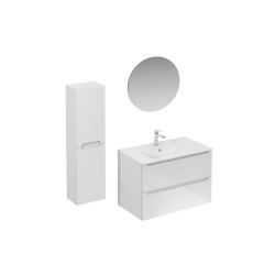 Naturel Ensemble de salle de bain avec lavabo comprenant mitigeur de lavabo, bec et siphon Naturel Stilla blanc brillant (KSETSTILLA006)