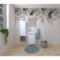 Naturel Ensemble de salle de bain avec lavabo comprenant robinet de lavabo, bec et siphon Naturel Stilla blanc brillant (KSETSTILLA020)