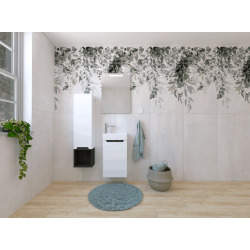 Naturel Ensemble de salle de bain avec lavabo comprenant mitigeur de lavabo, bec et siphon Naturel Stilla blanc brillant (KSETSTILLA021)