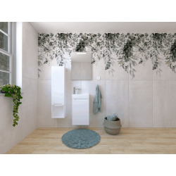 Naturel Ensemble de salle de bain avec lavabo comprenant mitigeur de lavabo, bec et siphon Naturel Stilla blanc brillant (KSETSTILLA022)