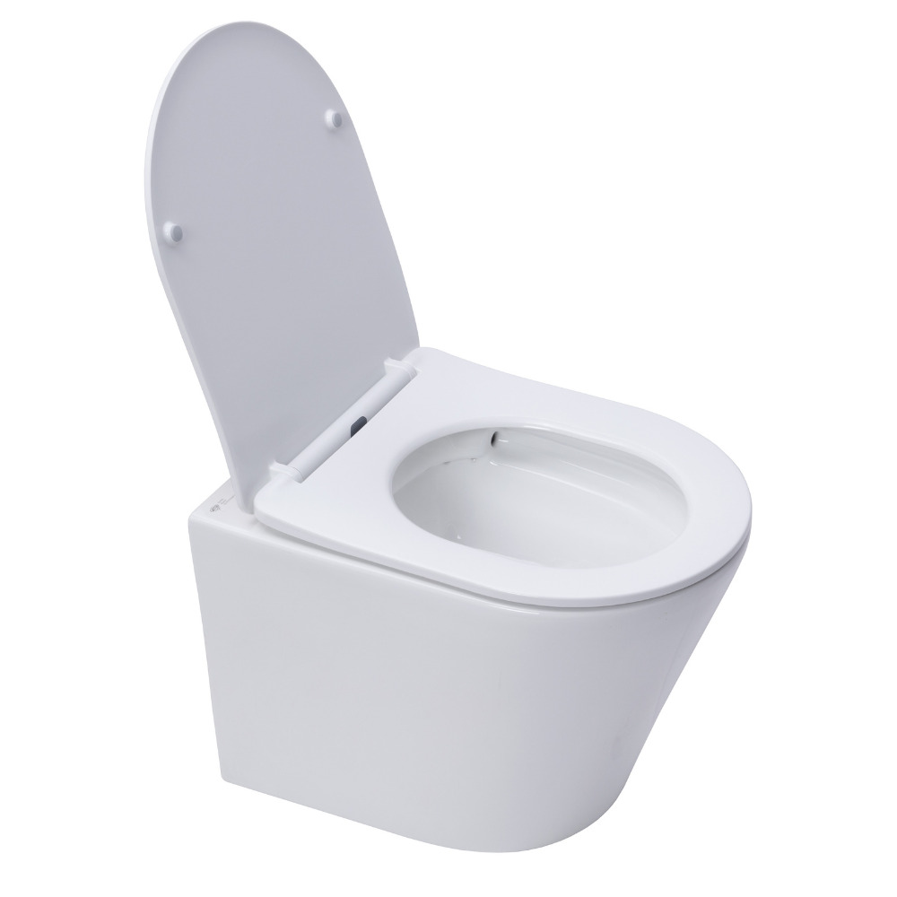 Bâti Geberit Duofix Extra-Plat + Plaque de déclenchement blanche + WC  suspendu Vera Rimless - Pack WC suspendu