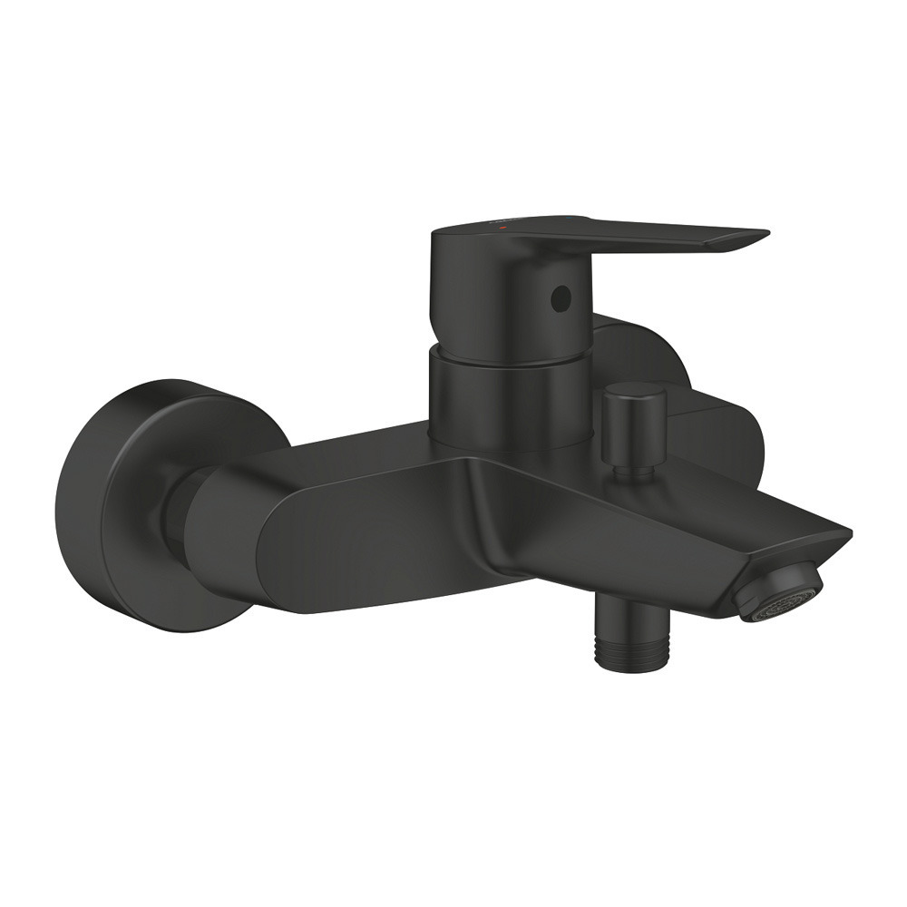 Grohe Set de douche mitigeur bain/douche 1/2 + Douchette 2 jets + Barre  600 mm + Flexible + Mitigeur lavabo taille M, noir mat - Livea Sanitaire