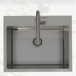 Swiss Aqua Technologies Aurum Évier de cuisine encastrable inox 304, 1 bac, 55x45x21 cm, Gun Metal brossé PVD