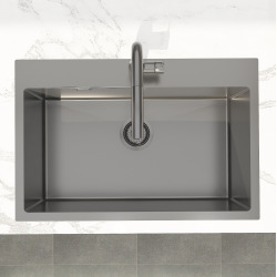 Swiss Aqua Technologies Aurum Évier de cuisine encastrable en inox 304, 68x45x21 cm, Gun Metal brossé PVD