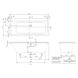 Baignoire rectangulaire Subway , 1600 x 700 mm, Blanc (UBA167SUB2V-01)