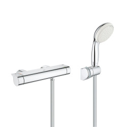 Vitalio Start 100 Ensemble de douche 1 jet avec barre + mitigeur bain/douche avec inverseur, chrome (32278001-Vitalio)