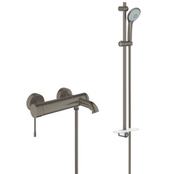 Vitalio Start 100 Ensemble de douche 1 jet avec barre + mitigeur bain/douche avec inverseur, chrome (32278001-Vitalio)