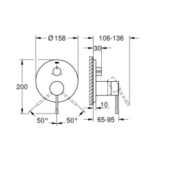 Set de Douche tête ronde Ø 250 mm 1 jet, Douchette 2 jets et bras de douche, Chrome (13264000-Bain)