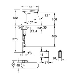 GET E MITIGEUR LAVABO INFRAROUGE SUR PLAGE