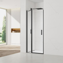 Set Porte de douche 90x196 cm transparente + Profilé pour paroi de douche+ Poignée pour porte de douche (SATFUD90NIKA)