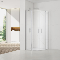 Set Porte de douche 90x196 cm transparente + Profilé pour paroi de douche+ Poignée pour porte de douche (SATFUD90NIKA)