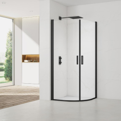 Set Porte de douche 90x196 cm transparente + Profilé pour paroi de douche+ Poignée pour porte de douche (SATFUD90NIKA)