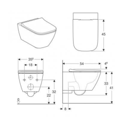 Geberit Pack WC Bati-support Geberit Duofix extra-plat + WC sans bride  Geberit Smyle + Abattant softclose + Plaque blanche