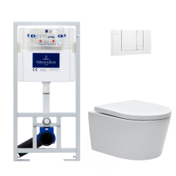 Swiss Aqua Technologies Pack WC Bâti-support + WC sans bride Swiss Aqua Technologies + Plaque blanche + Set d&apos;isolation phonique