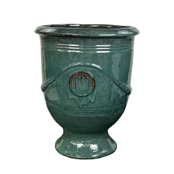 Provencelia Colbert 55x69cm, pot grande taille d&apos;extérieur fait main en terre cuite émaillée, résistant au gel, vert forêt  