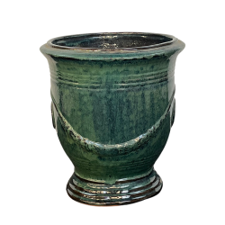 Provencelia Magelan 46x50cm, pot grande taille d&apos;extérieur fait main en terre cuite émaillée, résistant au gel, Vert Forêt  