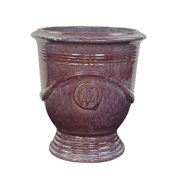 Provencelia Magelan 36x41cm, pot grande taille d&apos;extérieur fait main en terre cuite émaillée, résistant au gel, violet clair  