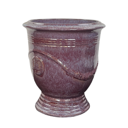 Provencelia Magelan 36x41cm, pot grande taille d&apos;extérieur fait main en terre cuite émaillée, résistant au gel, violet clair  