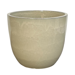 Provencelia Lancelot 57x50cm, pot grande taille d&apos;extérieur fait main en terre cuite émaillée, résistant au gel, crème   