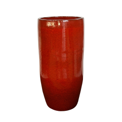 Provencelia Athena 40x81cm, pot grande taille d&apos;extérieur fait main en terre cuite émaillée, résistant au gel, rouge tropical  