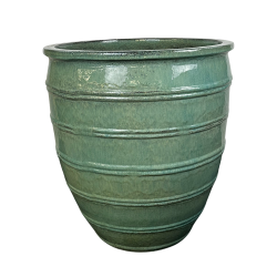 Provencelia Galilée 60x63cm, pot grande taille d&apos;extérieur fait main en terre cuite émaillée, résistant au gel, Jade   