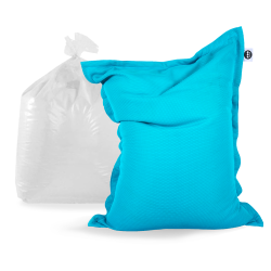 Soo Santaï Set-Big Mama Floating pouf XXL + Polystyrène, 180x140x25cm intérieur & extérieur déhoussable résistant aux uv, Bleu