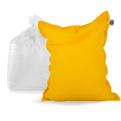 Soo Santaï Set-Big Mama Floating pouf XXL + Polystyrène, 180x140x25cm intérieur & extérieur déhoussable résistant aux uv, Jaune