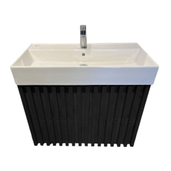 Swiss Aqua Technologies Meuble de salle de bain avec lavabo SAT Delano 60x56x46 cm noir mat (DELANO60ZCSAT)