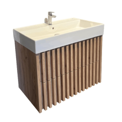 Swiss Aqua Technologies Meuble de salle de bain avec lavabo SAT Delano 80x56x46 cm chêne mat (DELANO80ZDSAT)