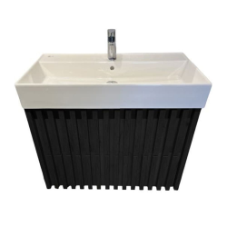 Swiss Aqua Technologies Meuble de salle de bain avec lavabo SAT Delano 80x56x46 cm noir mat (DELANO80ZCSAT)