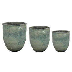 Provencelia Lot de 3 Poséidon, pot grande taille d&apos;extérieur fait main en terre cuite émaillée, Vert bouteille (POSEIDON5053-X-TRIO)