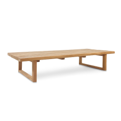 Table basse de jardin en teck massif, 153x72x30,5 cm, pieds-de-table design rectangulaire (NATOFT15372S)