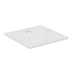 Okyris+ 80x80cm receveur de douche ultra plat 4 cm en grès, traitement antidérapant, Blanc mat (P0202YK)